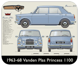 Vanden Plas Princess 1100 1963-68 Place Mat, Small